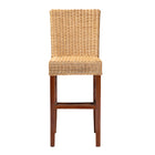 bali & pari Racquel Modern Bohemian Natural Rattan and Mahogany Wood Bar Stool