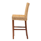 bali & pari Racquel Modern Bohemian Natural Rattan and Mahogany Wood Bar Stool