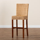 bali & pari Racquel Modern Bohemian Natural Rattan and Mahogany Wood Bar Stool