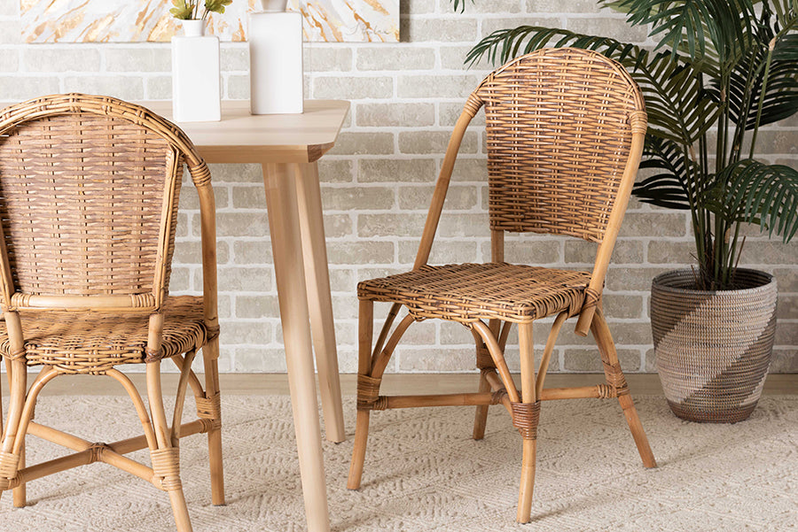 bali & pari Neola Modern Bohemian Natural Rattan Dining Chair