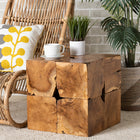 bali & pari Eldora Rustic Transitional Natural Brown Teak Root End Table