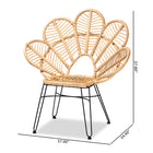 bali & pari Garan Modern Bohemian Natural Brown Rattan and Black Metal Accent Chair