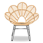 bali & pari Garan Modern Bohemian Natural Brown Rattan and Black Metal Accent Chair