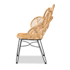 bali & pari Garan Modern Bohemian Natural Brown Rattan and Black Metal Accent Chair
