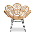 bali & pari Garan Modern Bohemian Natural Brown Rattan and Black Metal Accent Chair