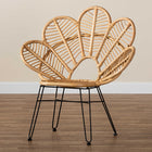 bali & pari Garan Modern Bohemian Natural Brown Rattan and Black Metal Accent Chair