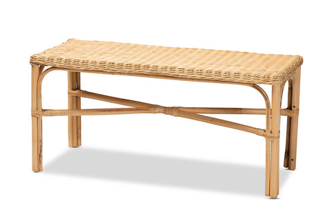 bali & pari Cacaban Modern Bohemian Natural Brown Rattan Accent Bench