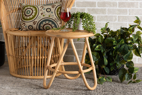 bali & pari Rinjani Modern Bohemian Natural Brown Rattan End Table
