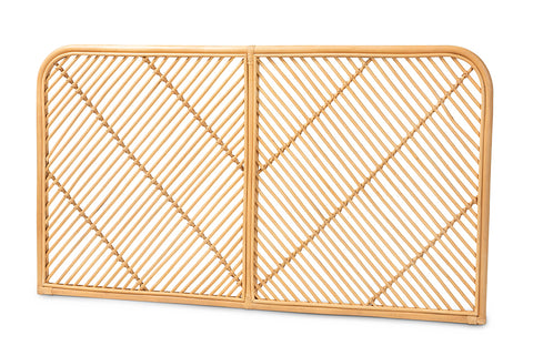 bali & pari Sakina Modern Bohemian Natural Brown Rattan Queen Size Wall-mount Headboard
