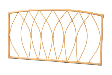bali & pari Halia Modern Bohemian Natural Brown Rattan Queen Size Wall-mount Headboard