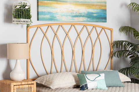 bali & pari Halia Modern Bohemian Natural Brown Rattan Queen Size Wall-mount Headboard