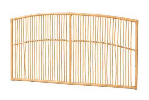 bali & pari Malvina Modern Bohemian Natural Brown Rattan Queen Size Wall-mount Headboard