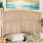 bali & pari Malvina Modern Bohemian Natural Brown Rattan Queen Size Wall-mount Headboard
