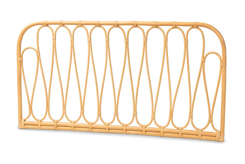 bali & pari Carrick Modern Bohemian Natural Brown Rattan Queen Size Wall-mount Headboard