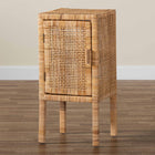 bali & pari Vivan Modern Bohemian Natural Brown Rattan 1-Door Nightstand