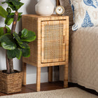 bali & pari Vivan Modern Bohemian Natural Brown Rattan 1-Door Nightstand