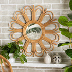 bali & pari Sakura Modern Bohemian Natural Brown Rattan Accent Wall Mirror