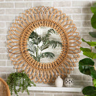 bali & pari Bora Modern Bohemian Natural Brown Rattan Accent Wall Mirror