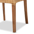 bali & pari Arthur Mid-Century Modern Walnut Brown Mahogany Wood and Natural Rattan 2-Piece Dining Chair Set