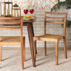 bali & pari Arthur Mid-Century Modern Walnut Brown Mahogany Wood and Natural Rattan 2-Piece Dining Chair Set