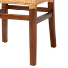 bali & pari Caspia Mid-Century Modern Walnut Brown Mahogany Wood and Natural Rattan 2-Piece Dining Chair Set