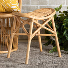 bali & pari Elgon Modern Bohemian Natural Brown Rattan Footstool