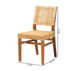 bali & pari Lesia Modern Bohemian Natural Brown Rattan and Walnut Brown Mahogany Wood Dining Chair
