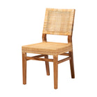 bali & pari Lesia Modern Bohemian Natural Brown Rattan and Walnut Brown Mahogany Wood Dining Chair