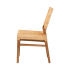 bali & pari Lesia Modern Bohemian Natural Brown Rattan and Walnut Brown Mahogany Wood Dining Chair