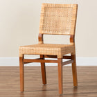 bali & pari Lesia Modern Bohemian Natural Brown Rattan and Walnut Brown Mahogany Wood Dining Chair
