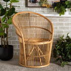 bali & pari Narva Modern Bohemian Natural Brown Rattan Accent Chair