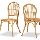 bali & pari Wina Modern Bohemian Natural Brown Rattan 2-Piece Dining Chair Set
