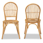 bali & pari Wina Modern Bohemian Natural Brown Rattan 2-Piece Dining Chair Set