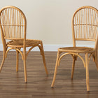 bali & pari Wina Modern Bohemian Natural Brown Rattan 2-Piece Dining Chair Set