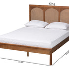 Baxton Studio Blossom Classic and Traditional Ash Walnut Finished Wood and Rattan Queen Size Platform Bed