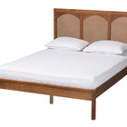 Baxton Studio Blossom Classic and Traditional Ash Walnut Finished Wood and Rattan King Size Platform Bed