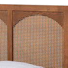Baxton Studio Blossom Classic and Traditional Ash Walnut Finished Wood and Rattan Queen Size Platform Bed