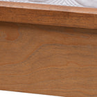 Baxton Studio Blossom Classic and Traditional Ash Walnut Finished Wood and Rattan Queen Size Platform Bed