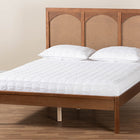 Baxton Studio Blossom Classic and Traditional Ash Walnut Finished Wood and Rattan Queen Size Platform Bed