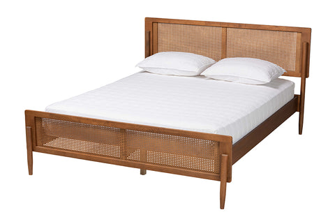 Baxton Studio Gardwin Mid-Century Modern Ash Walnut Finished Wood King Size Platform Bed
