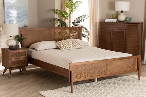 Baxton Studio Gardwin Mid-Century Modern Ash Walnut Finished Wood Queen Size Platform Bed