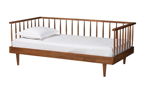 Baxton Studio Matilda Mid-Century Modern Ash Walnut Finished Wood Twin Size Daybed