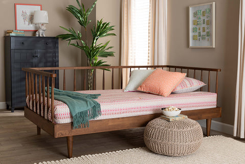 Baxton Studio Matilda Mid-Century Modern Ash Walnut Finished Wood Twin Size Daybed
