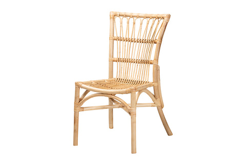 bali & pari Ammi Modern Bohemian Natural Brown Rattan Dining Chair 