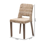 bali & pari Magy Modern Bohemian Grey Rattan and Natural Brown Finished Wood Dining Chair