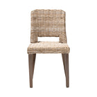 bali & pari Magy Modern Bohemian Grey Rattan and Natural Brown Finished Wood Dining Chair