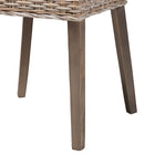 bali & pari Magy Modern Bohemian Grey Rattan and Natural Brown Finished Wood Dining Chair