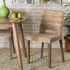 bali & pari Magy Modern Bohemian Grey Rattan and Natural Brown Finished Wood Dining Chair