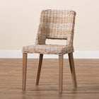 bali & pari Magy Modern Bohemian Grey Rattan and Natural Brown Finished Wood Dining Chair