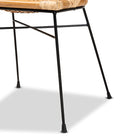 bali & pari Pro Modern Bohemian Natural Brown Rattan and Black Metal 2-Piece Dining Chair Set